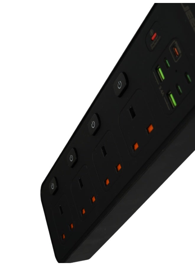 جيبيل توصيلة كهرباء فولتكس جيبيل | بقدرة 3250 واط 4 مقابس UK مستقلة + 2 USB + 4 USB-C PD طول السلك 3 متر – حماية متقدمة – معتمدة SASO - Image 5